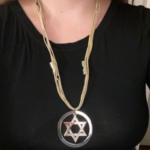 Rope David’s Star Necklace with metal detailing